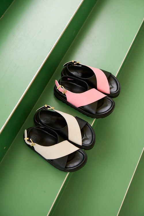 Diana Black Off White Leather Chunky Sandals LAST1522 - 9