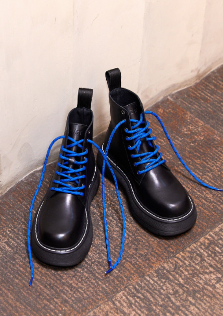 Jane All Black Leather Combat Boots LAST1709 - 2