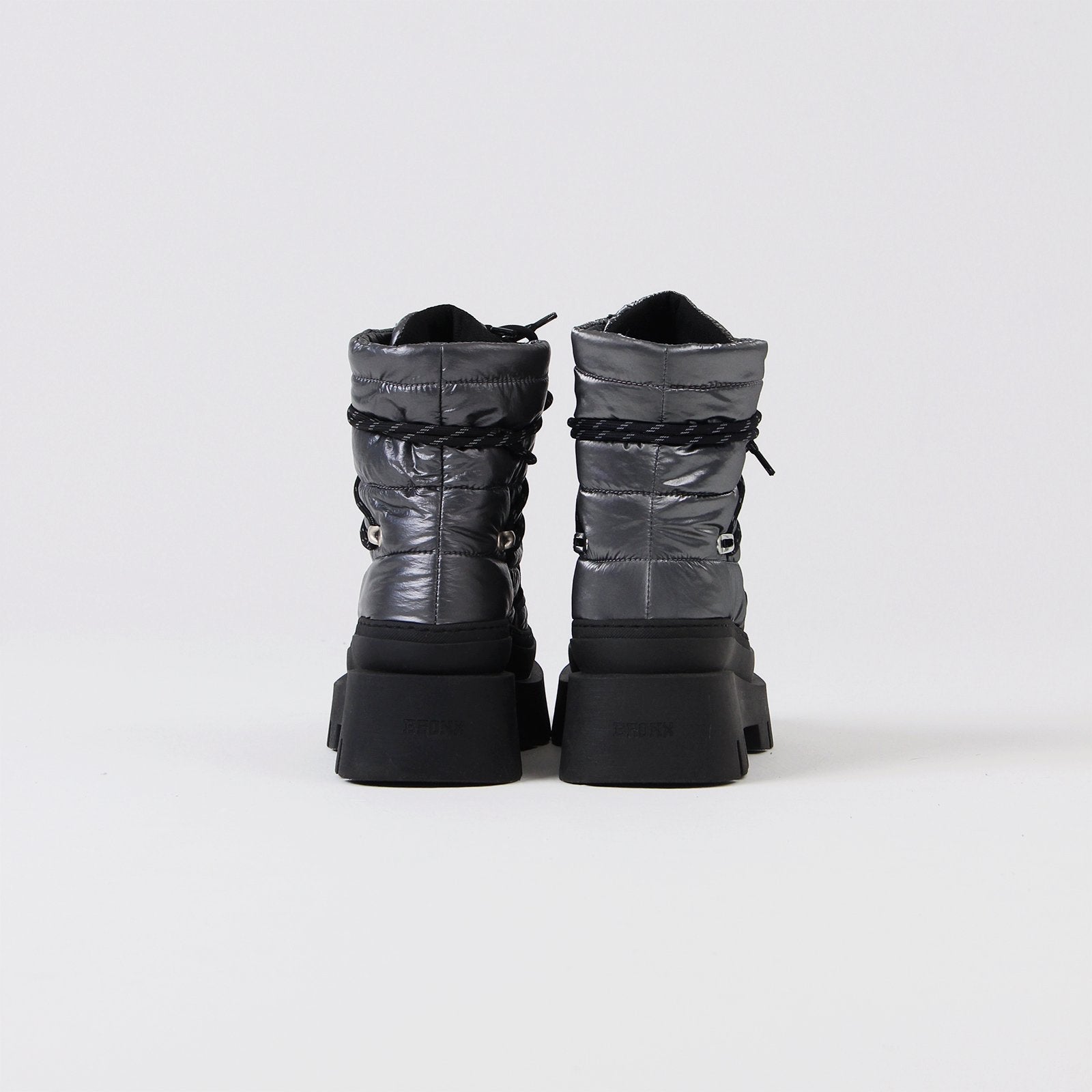 Evi - Ann Double Laces Gunmetal Chunky Boots Boots