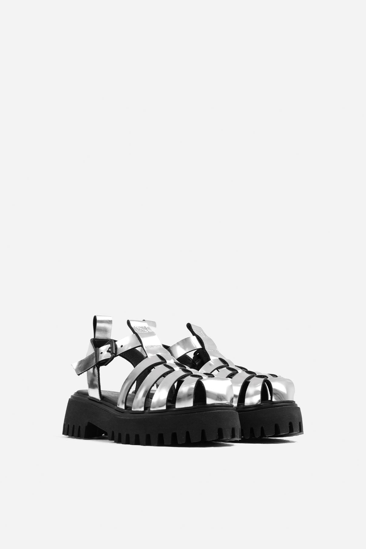 Groovy Silver Chunky Sandals 84973-M-1138 -3