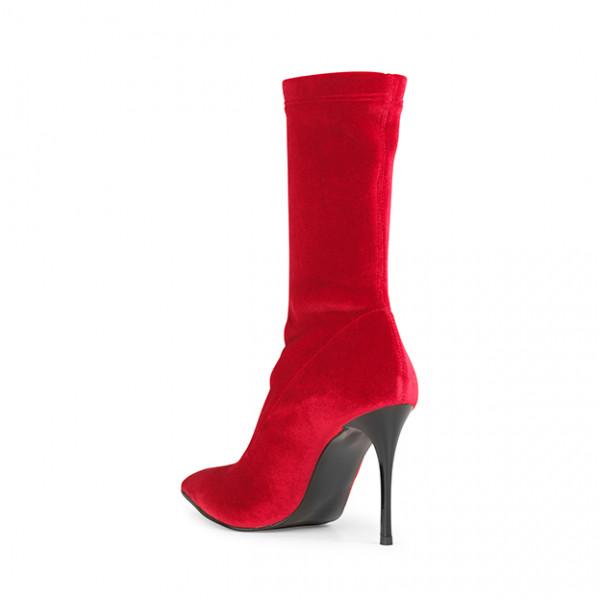 Rosso Velour Boots 90508B_Rosso - 5