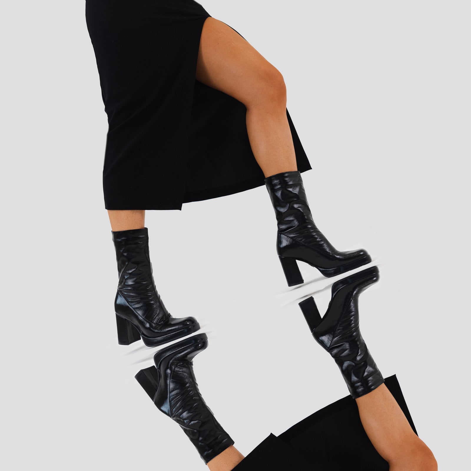 New Melanie Stretch Black Ankle Boots 34203-P-01 - 8