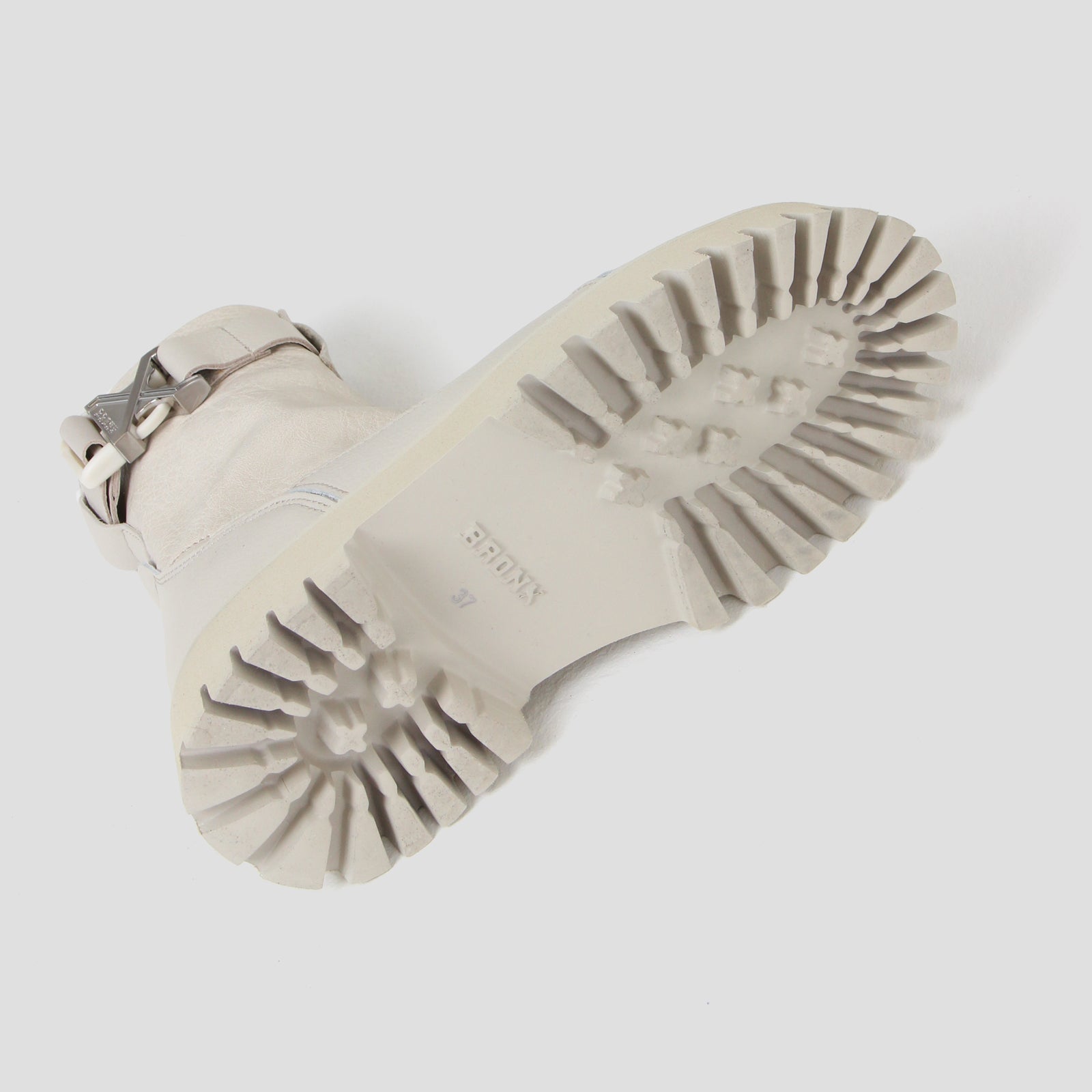 Groovy Stretch Buckle White Ankle Boots 47399-G-1257 -11