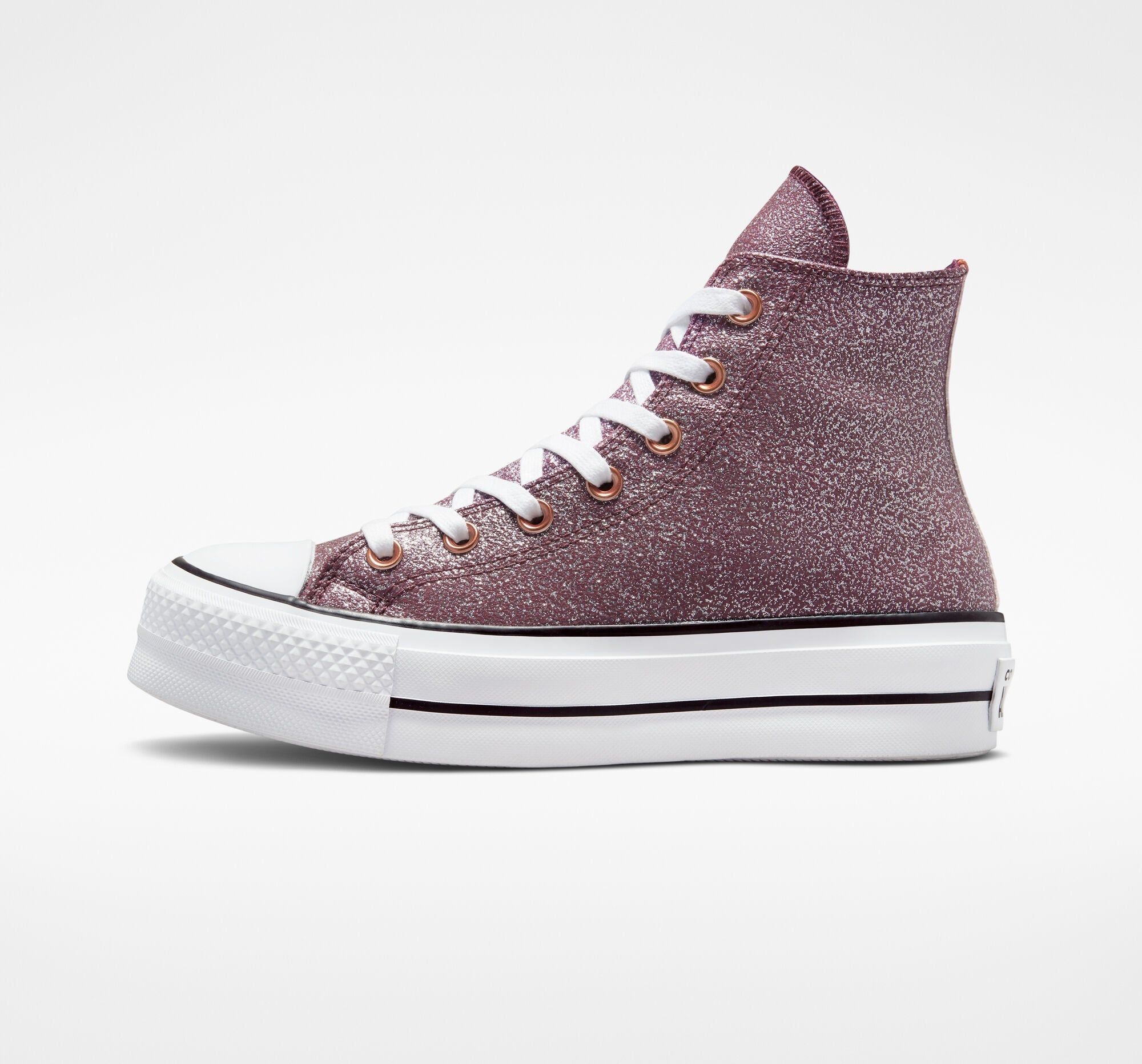 Chuck Taylor All Star Lift Platform Metallic Glitter Dark Whine A03240C- 6