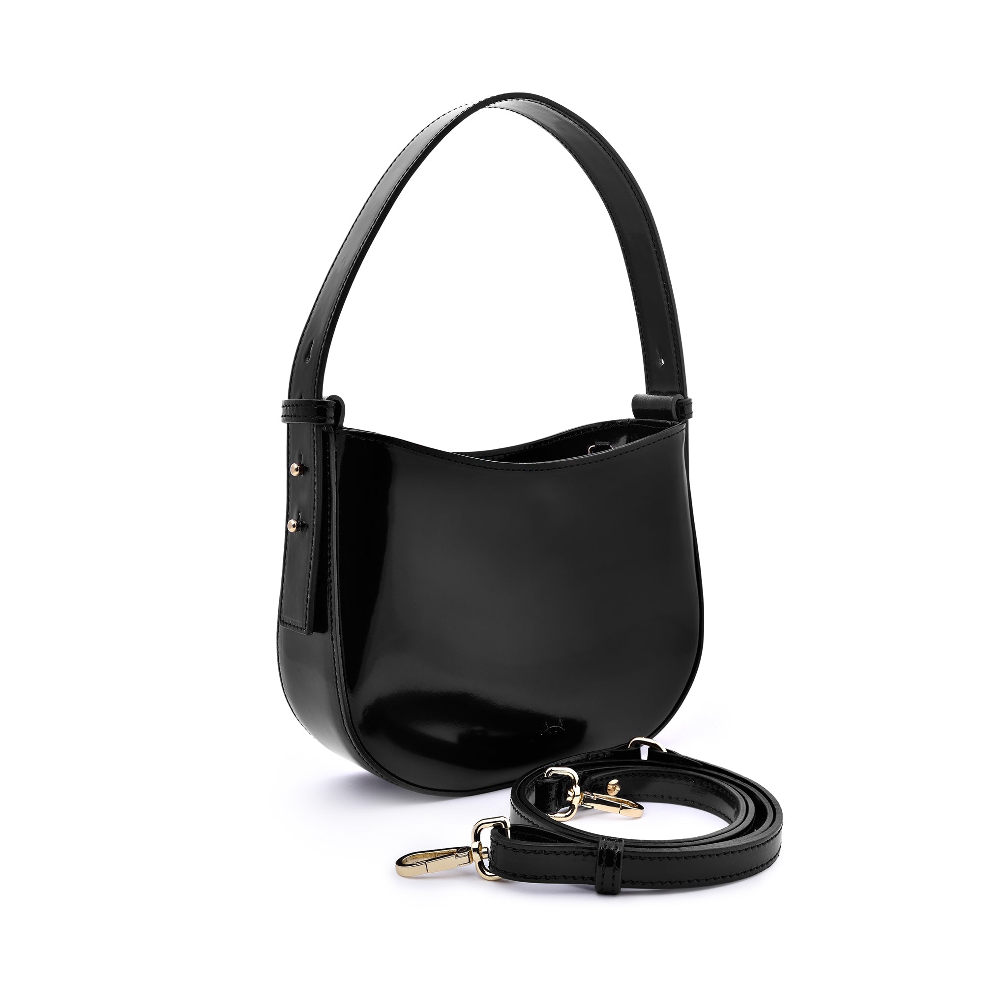 Mio Black Semi Patent Leather Shoulder Bag CL10678 NERO - 7