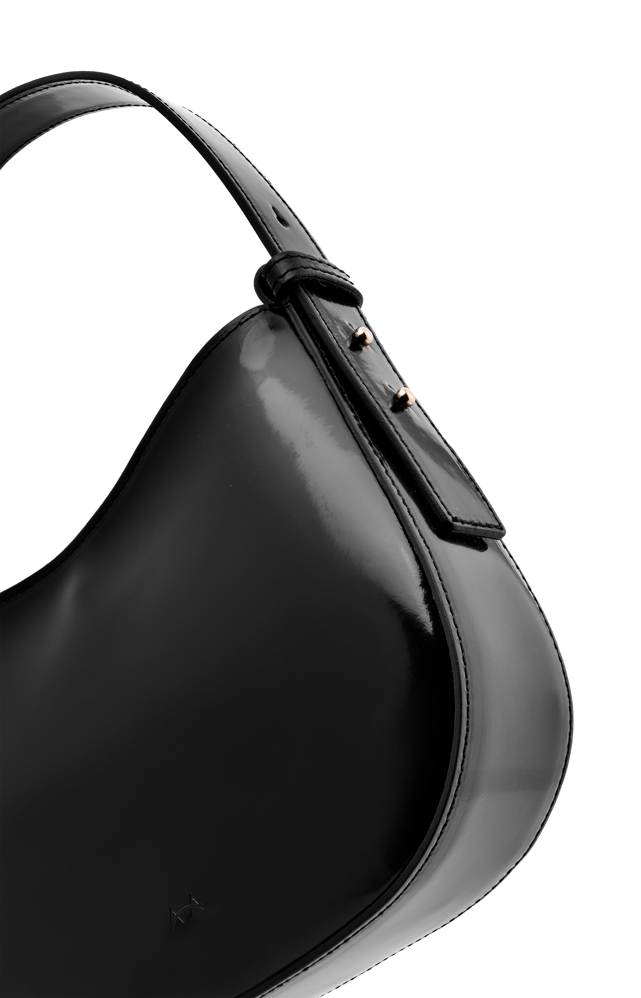 Mio Black Semi Patent Leather Shoulder Bag CL10678 NERO - 3