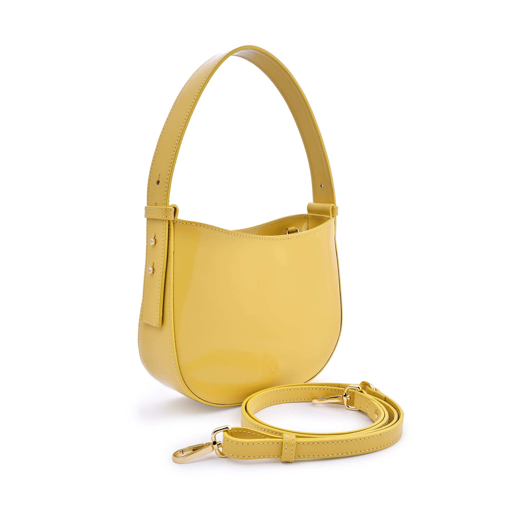 Mio Yellow Semi Patent Leather Shoulder Bag CL10678 GIALLO -11