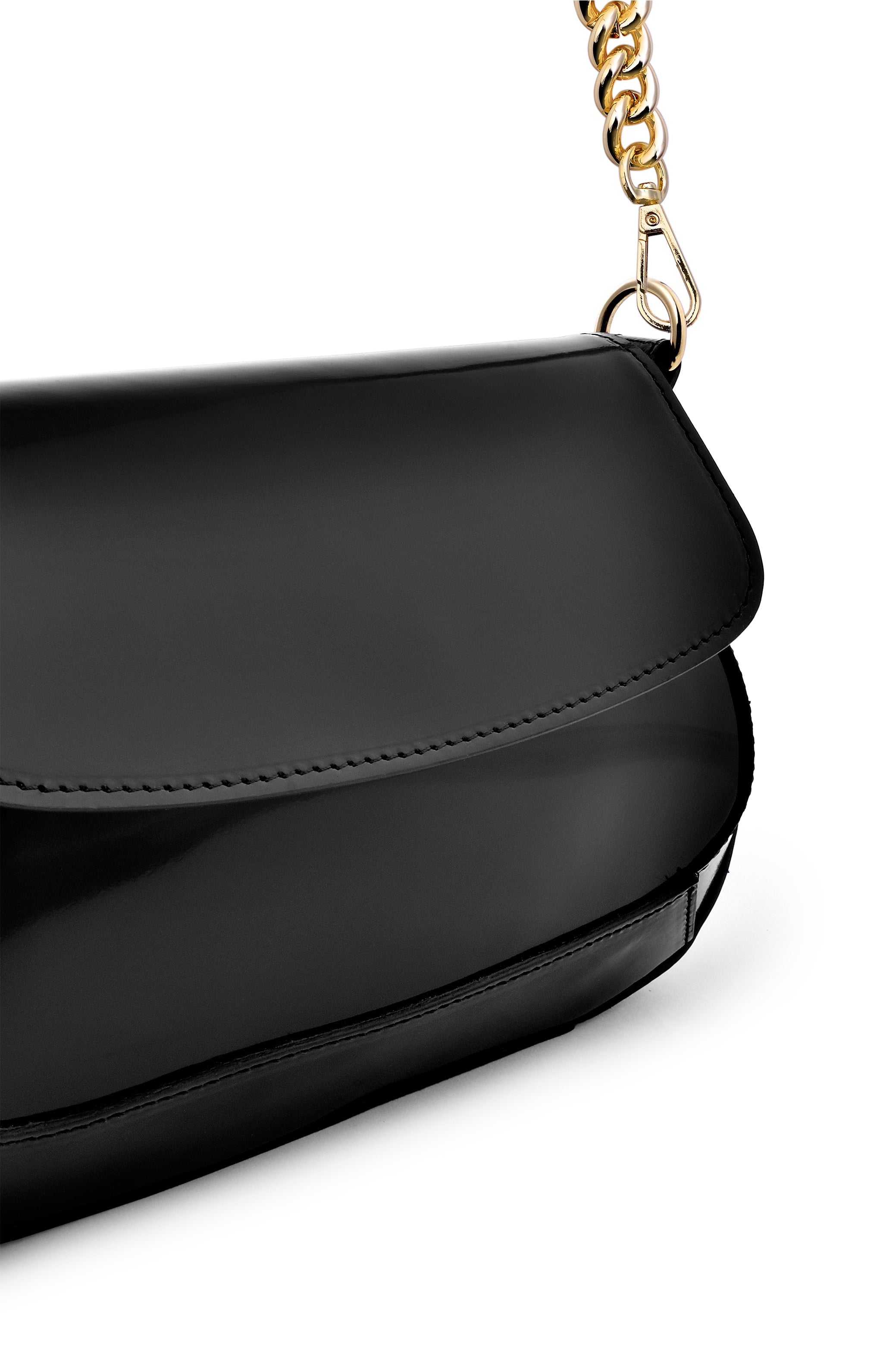 Ena Black Semi Patent Leather Shoulder Bag CL10534 NERO - 10