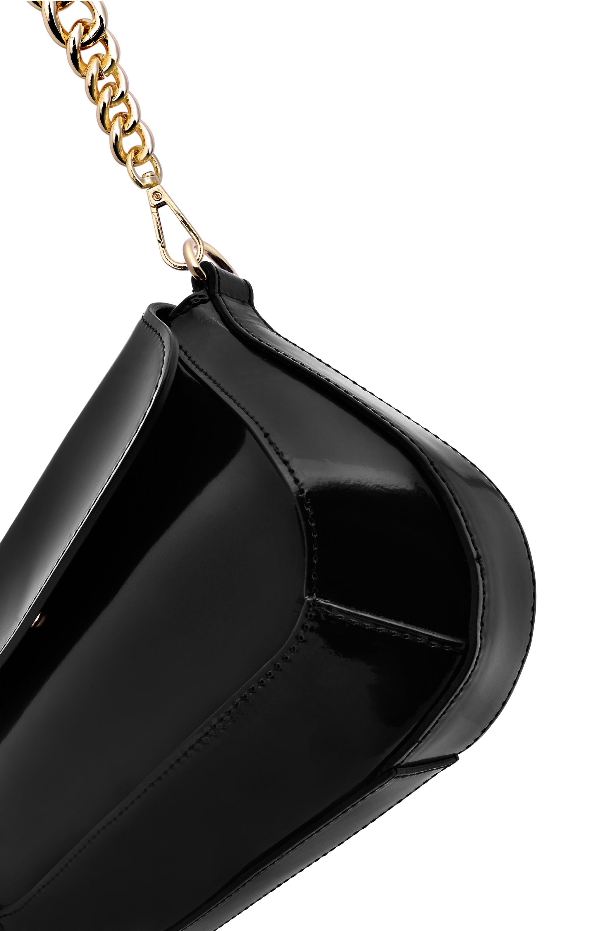 Ena Black Semi Patent Leather Shoulder Bag CL10534 NERO - 9
