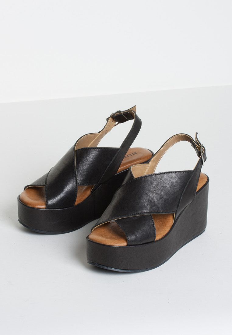 Bianca Black Leather Platfrom Sandals BIANCA-BLACK - 5