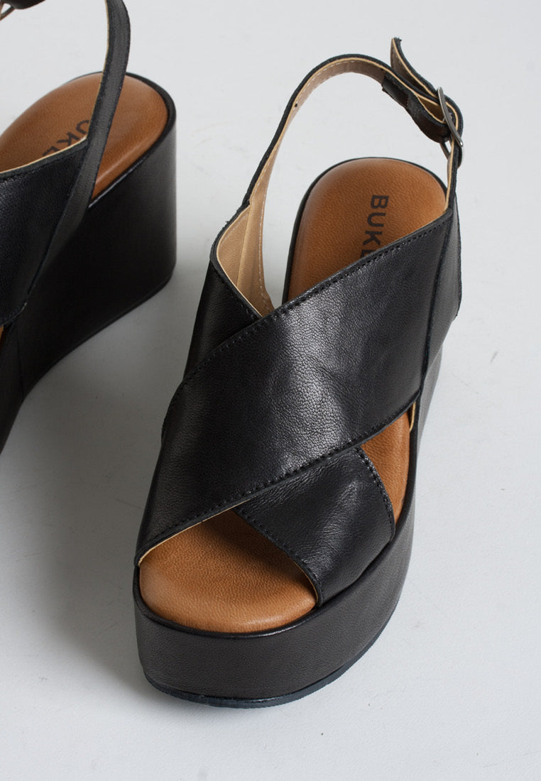 Bianca Black Leather Platfrom Sandals BIANCA-BLACK - 7