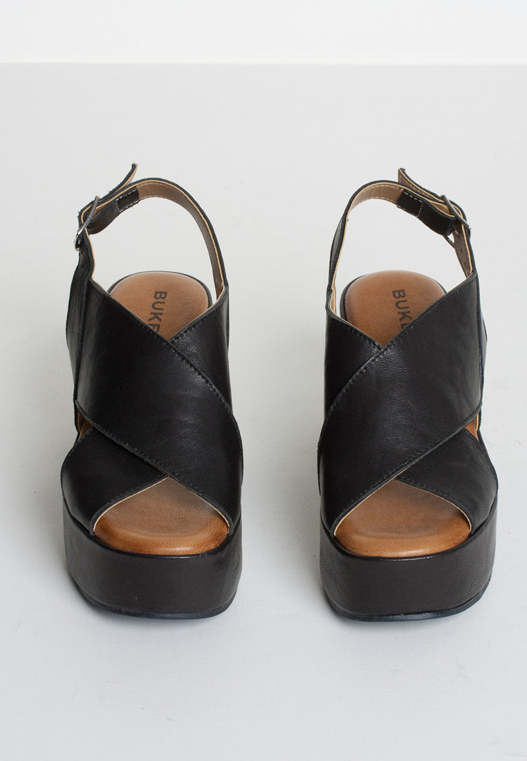Bianca Black Leather Platfrom Sandals BIANCA-BLACK - 6