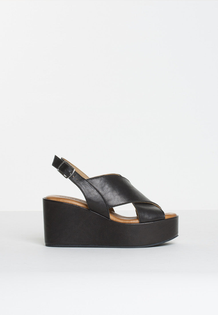 Bianca Black Leather Platfrom Sandals BIANCA-BLACK - 8