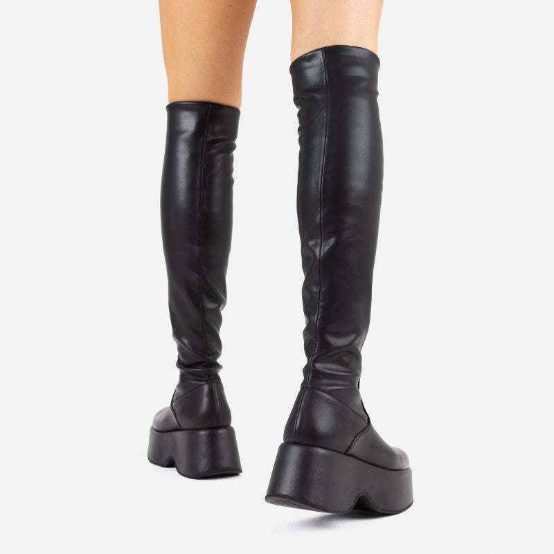 Tizzy Black Stretch High Boots 14265-A-01 - 7