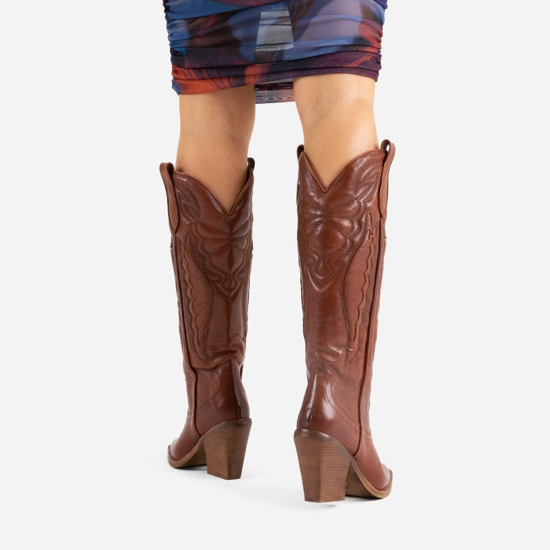 New Kole Caramel High Western Boots 14177-J-27- 6