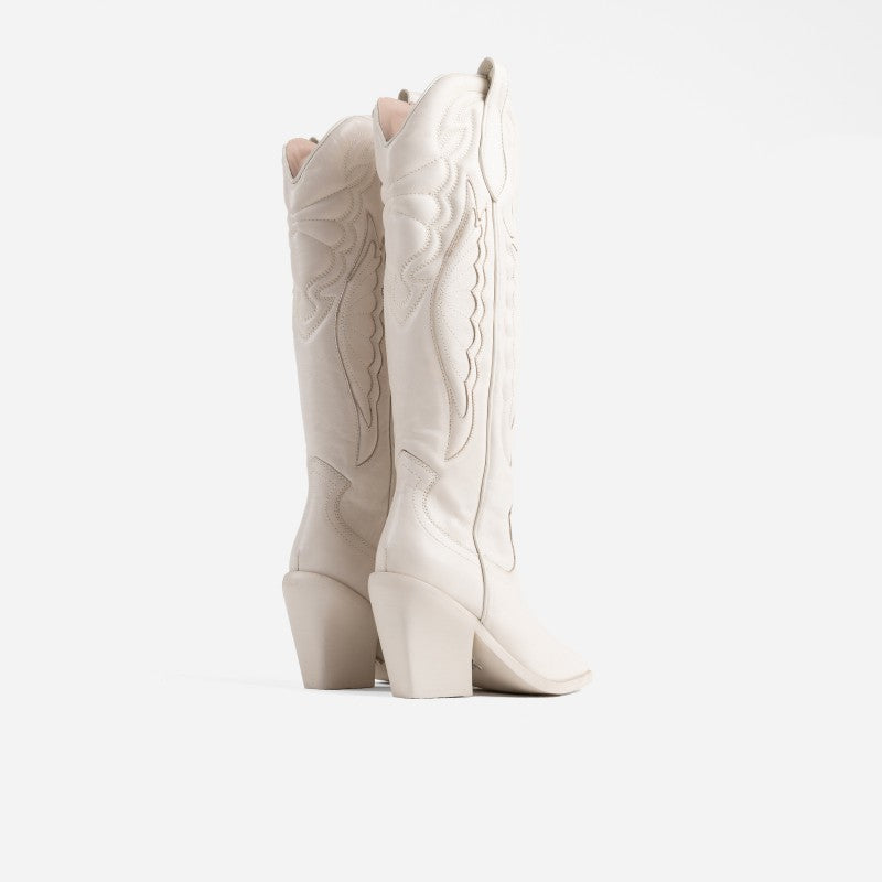 New Kole Off White High Western Boots 14177-G-05 - 4