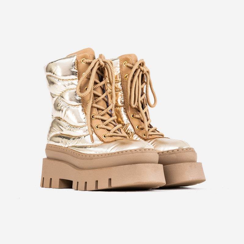 Evi Ann Laces Champagne Chunky Boots 47464-P-3673 - 2