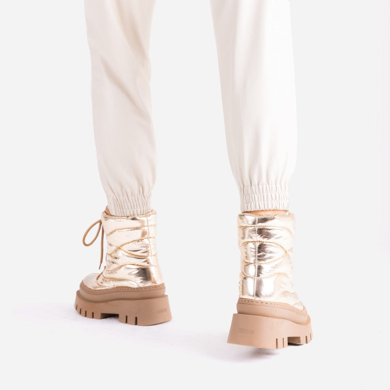 Evi Ann Laces Champagne Chunky Boots 47464-P-3673 - 7