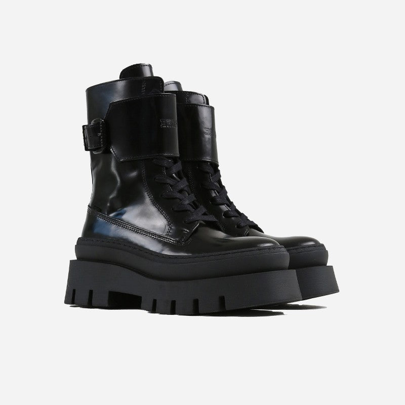 Evi Ann Black Leather Chunky Boots 47426-S-01 - 3