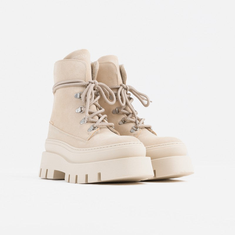 Evi Ann Creme White Suede Chunky Boots 47428-C-3619 - 3