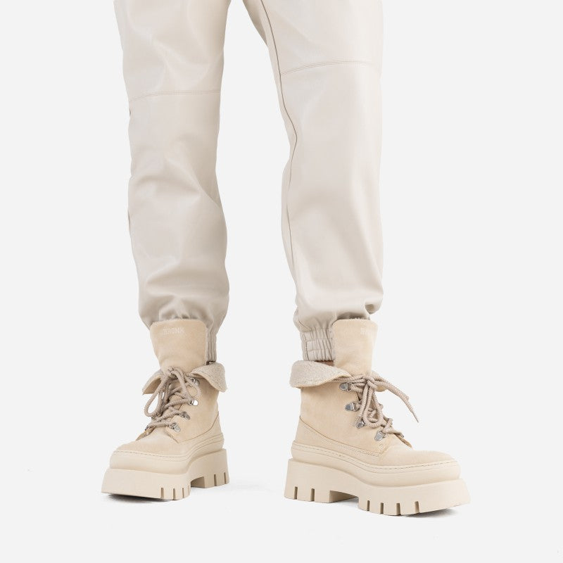 Evi Ann Creme White Suede Chunky Boots 47428-C-3619 - 8