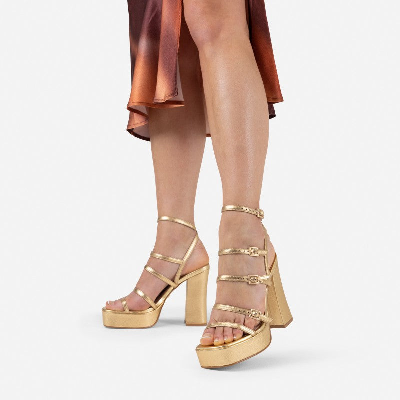 New Spice Gold Platform Heels 84950-M-103 - 2