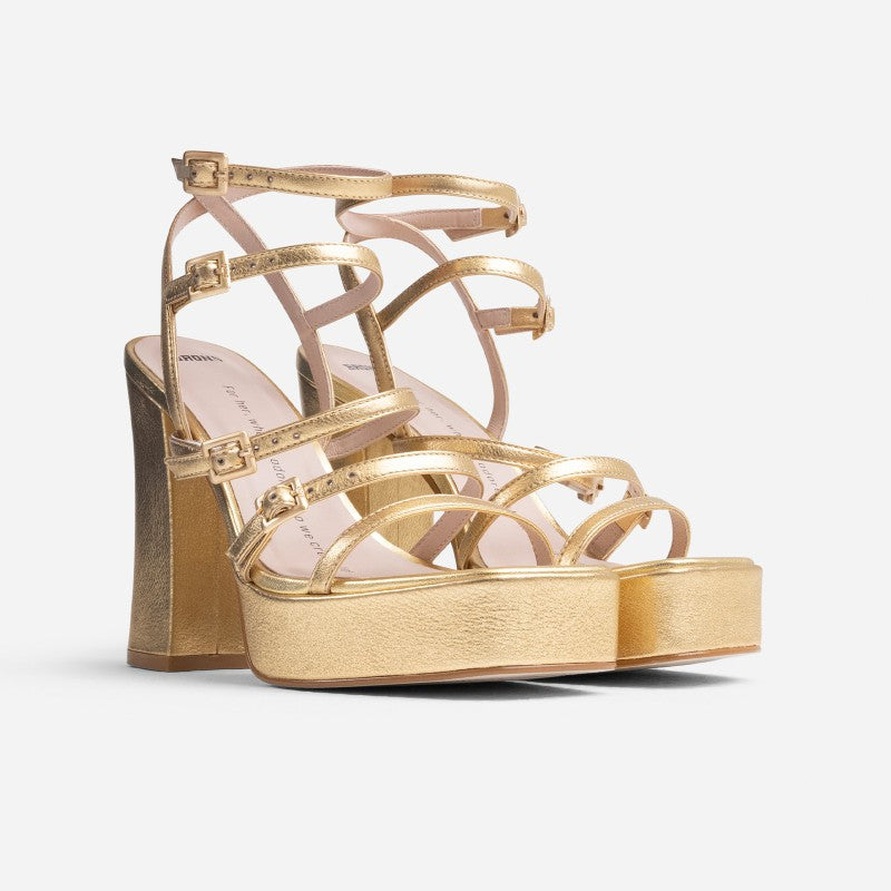 New Spice Gold Platform Heels 84950-M-103 - 3