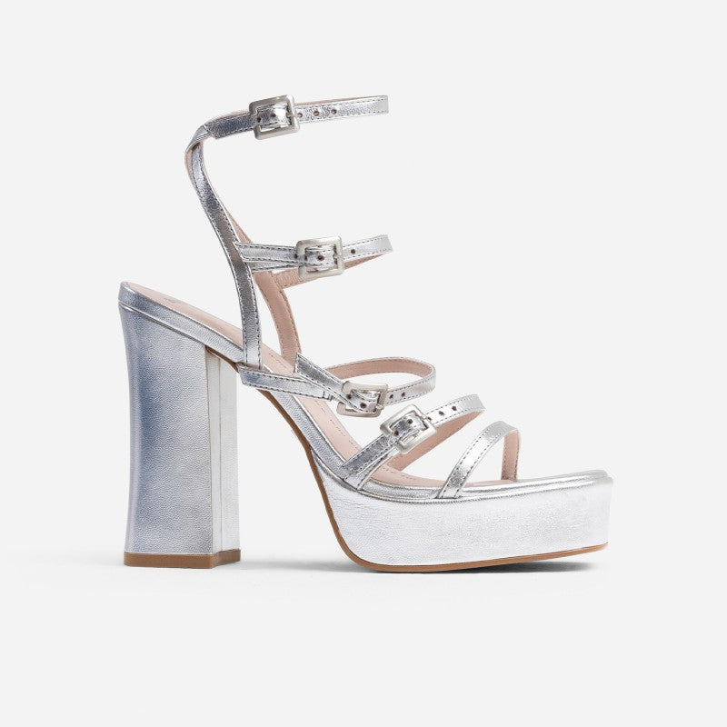 New Spice Silver Platform Heels 84950-M-100 - 8