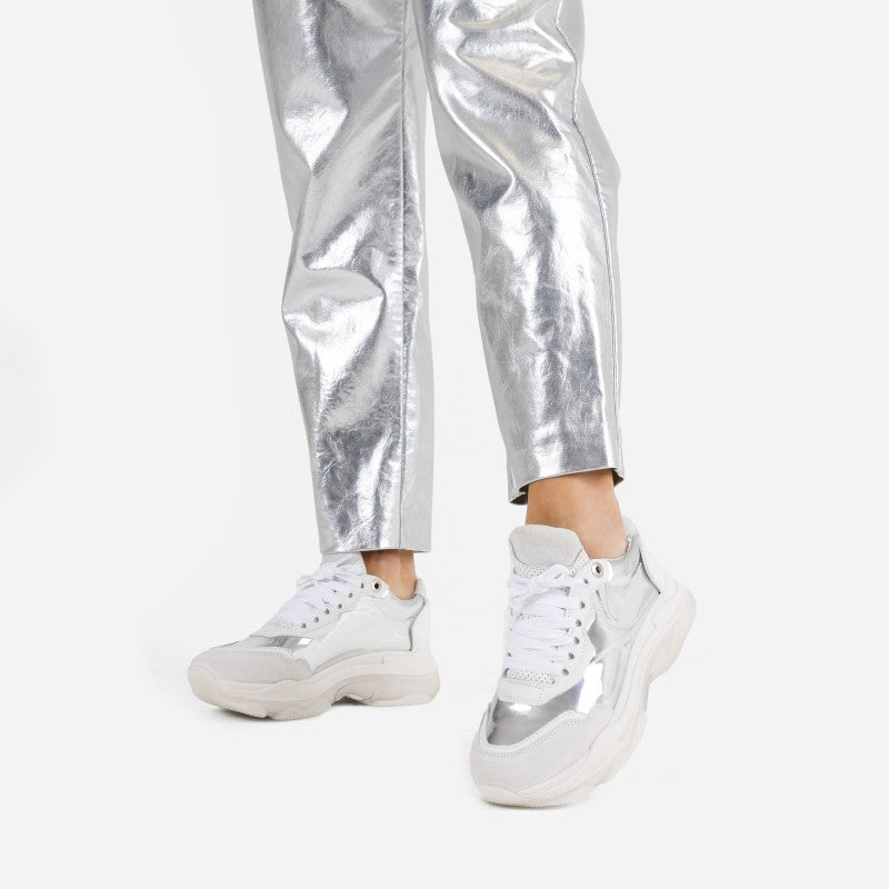Baisley Silver White Chunky Sneakers 66456-M-917 - 2