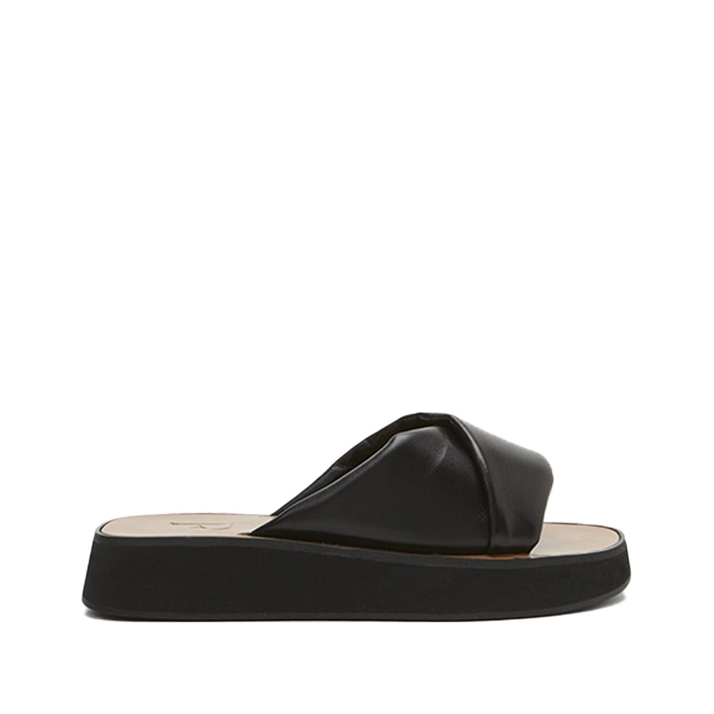 Bea Black Leather Flat Sandals 22010721101-001 - 1