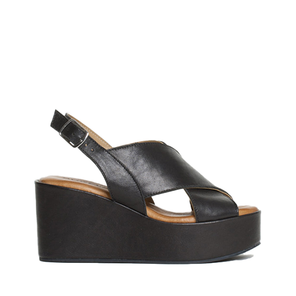 Bianca Black Leather Platfrom Sandals BIANCA-BLACK - 1