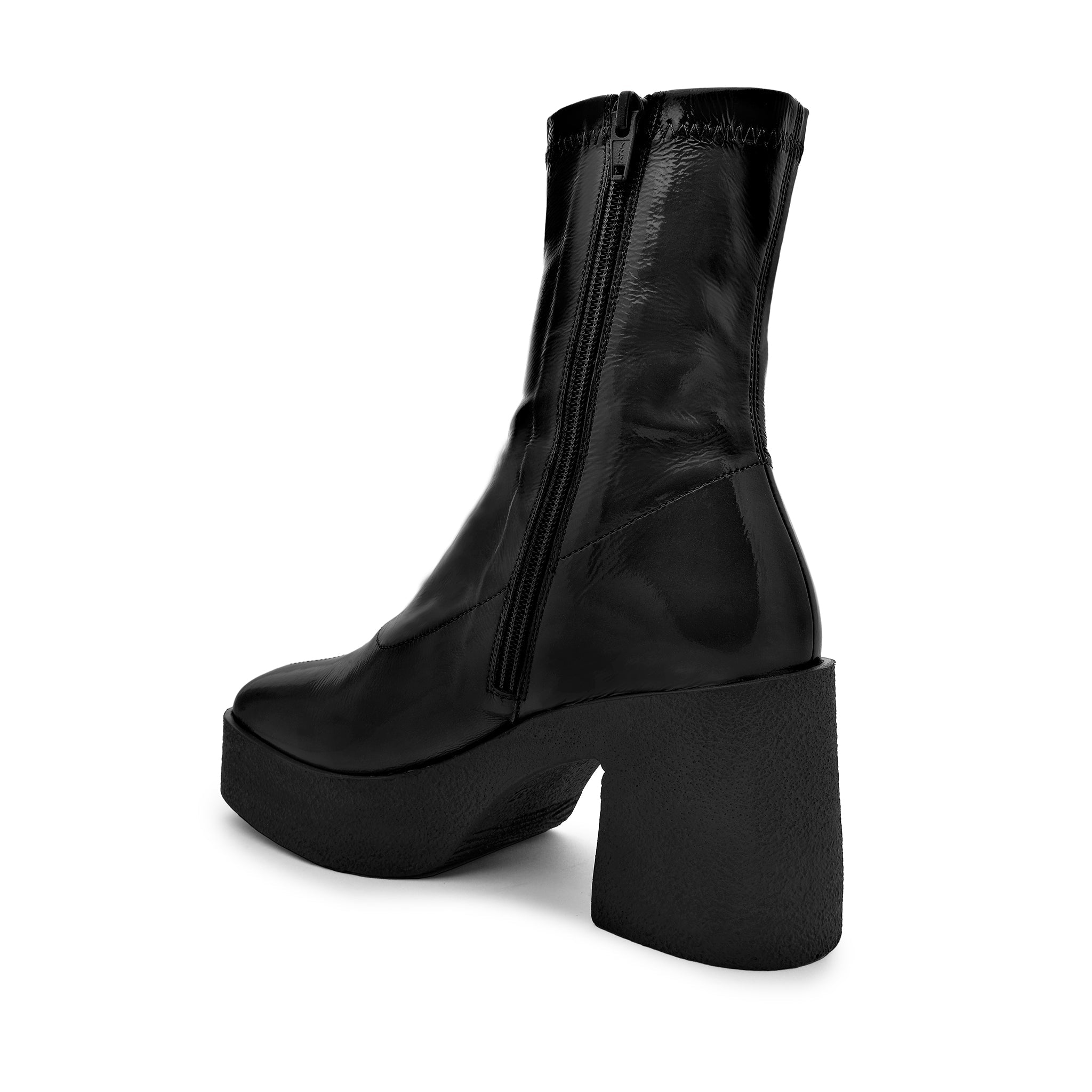 Umi Black Stretch Patent Chunky Ankle Boots 20077-02-12 - 9