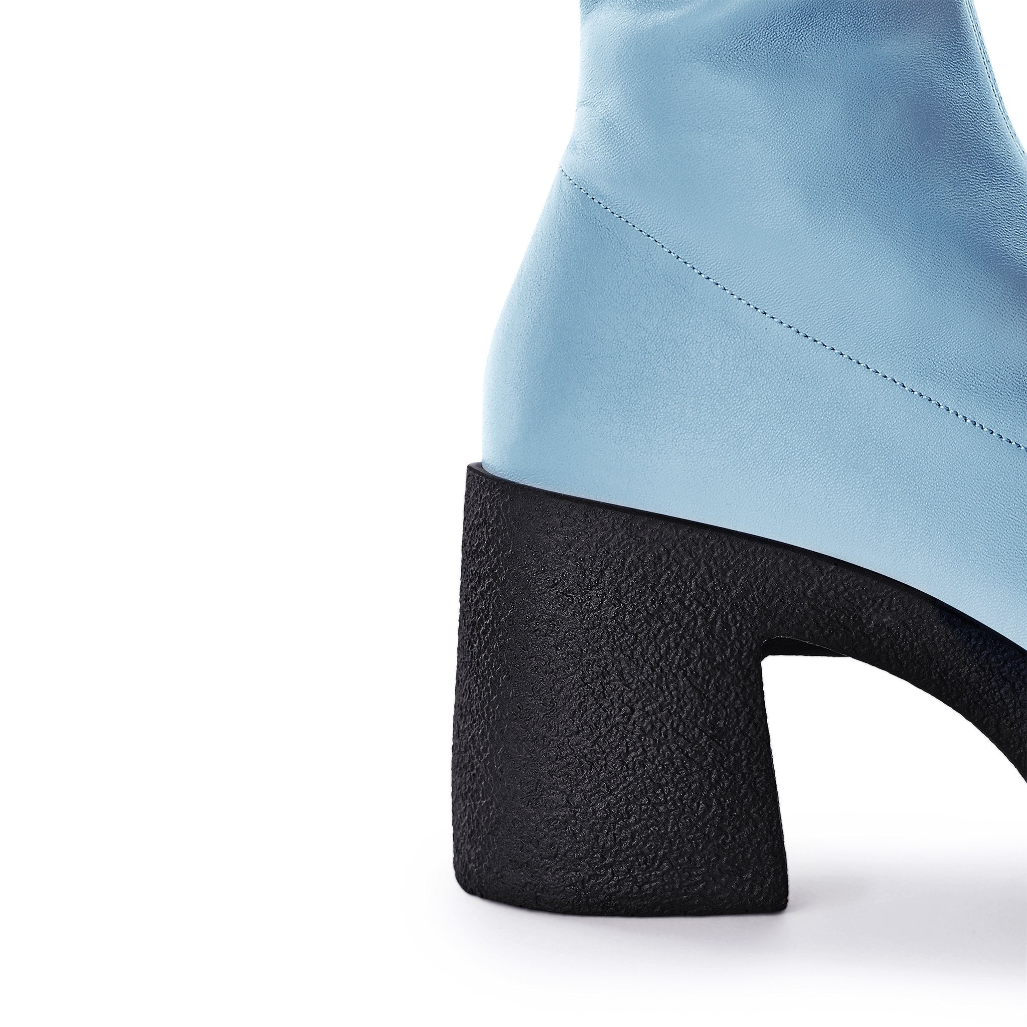 Izumi Pastel Blue Stretch Leather Chunky Boots 20077-01-10 - 15