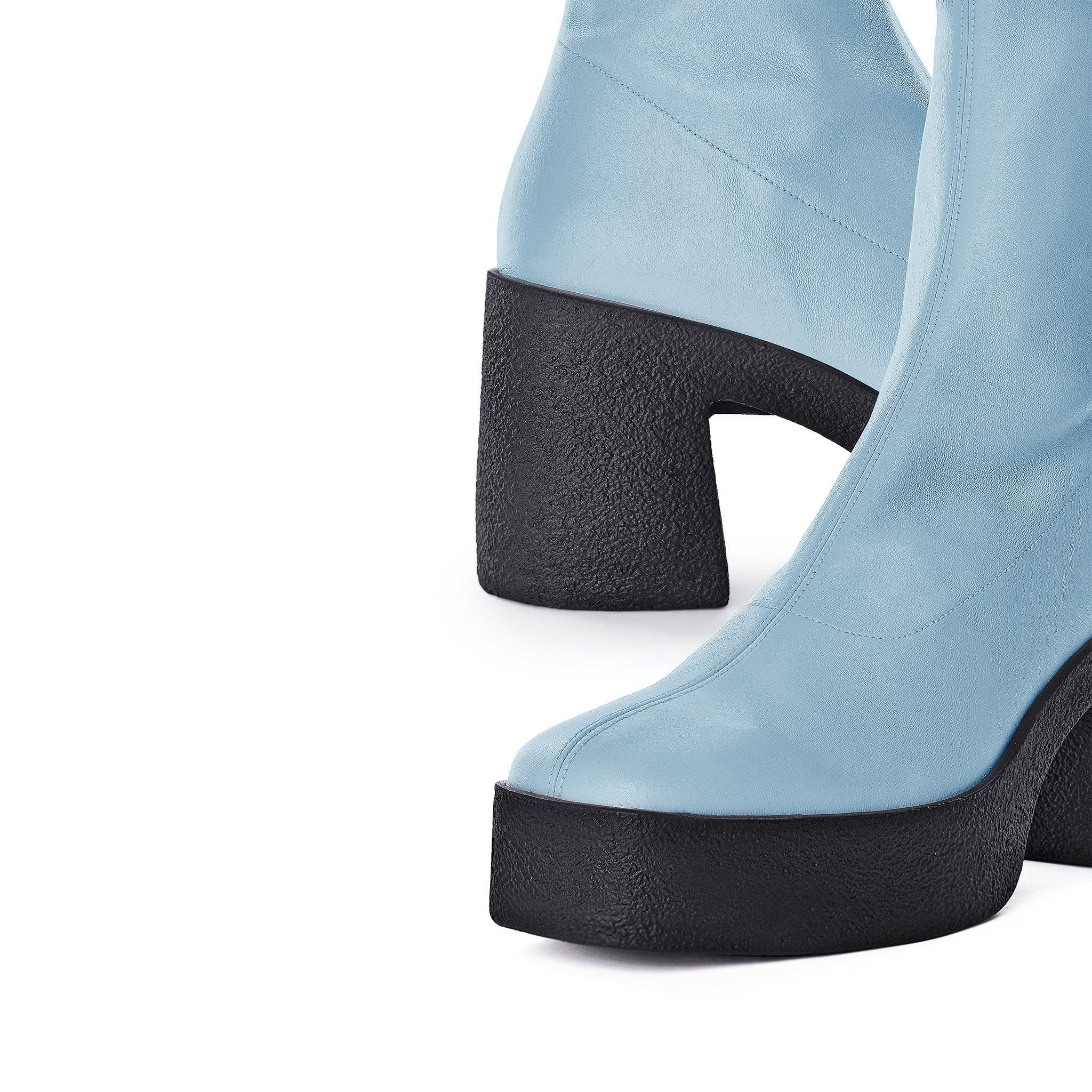 Izumi Pastel Blue Stretch Leather Chunky Boots 20077-01-10 - 14