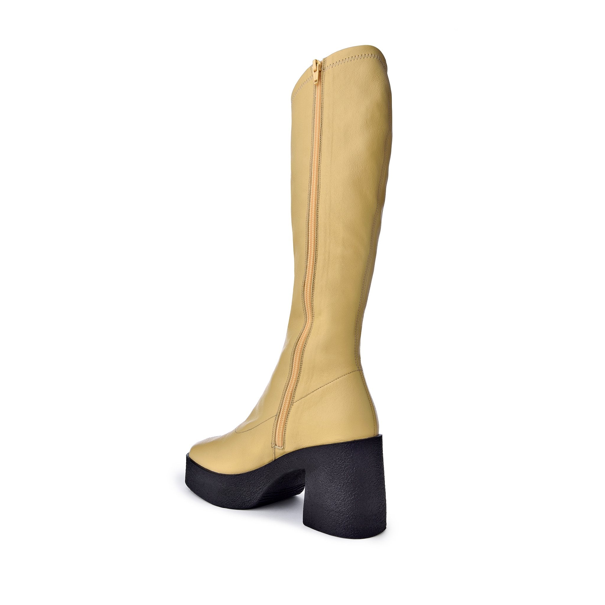 Izumi Pastel Yellow Stretch Leather Chunky Boots 20077-01-11 - 11