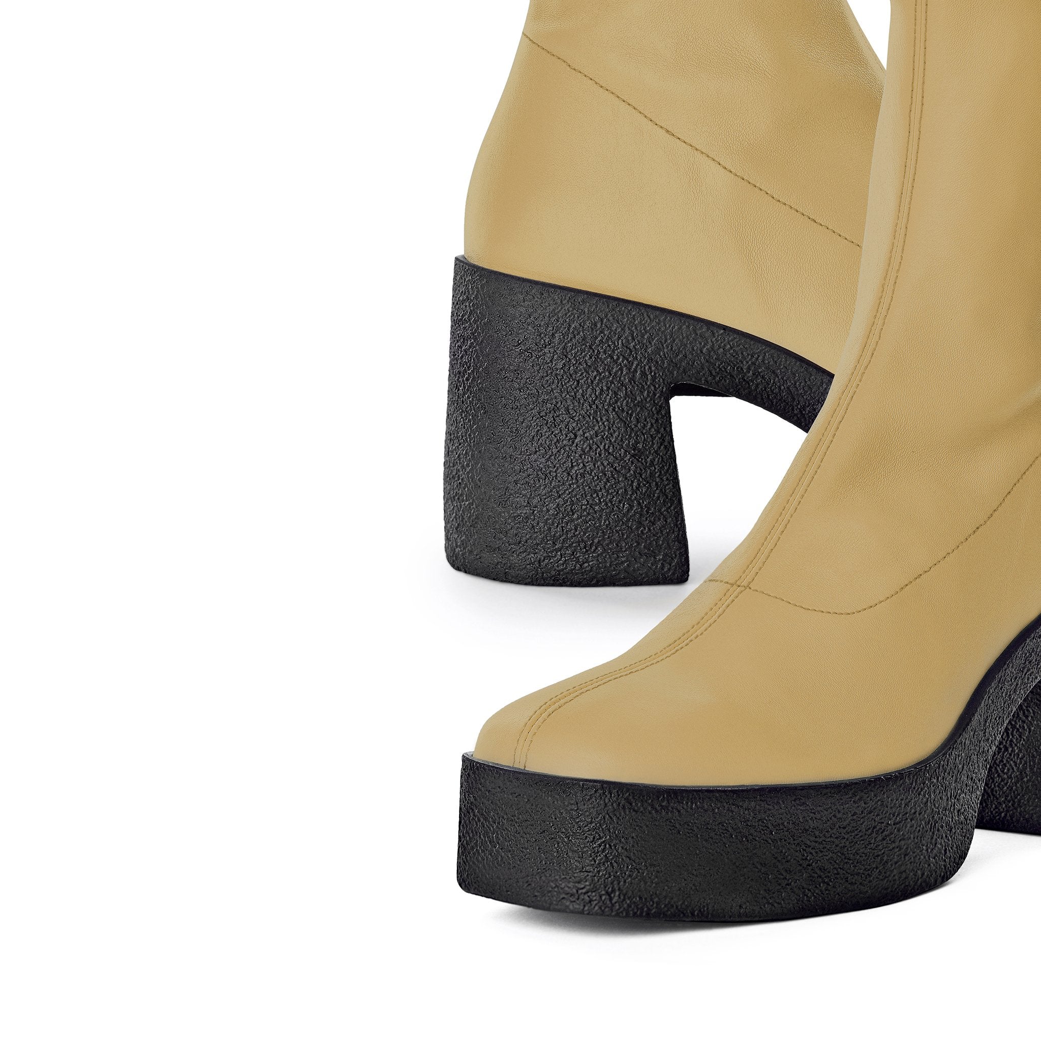 Izumi Pastel Yellow Stretch Leather Chunky Boots 20077-01-11 - 12