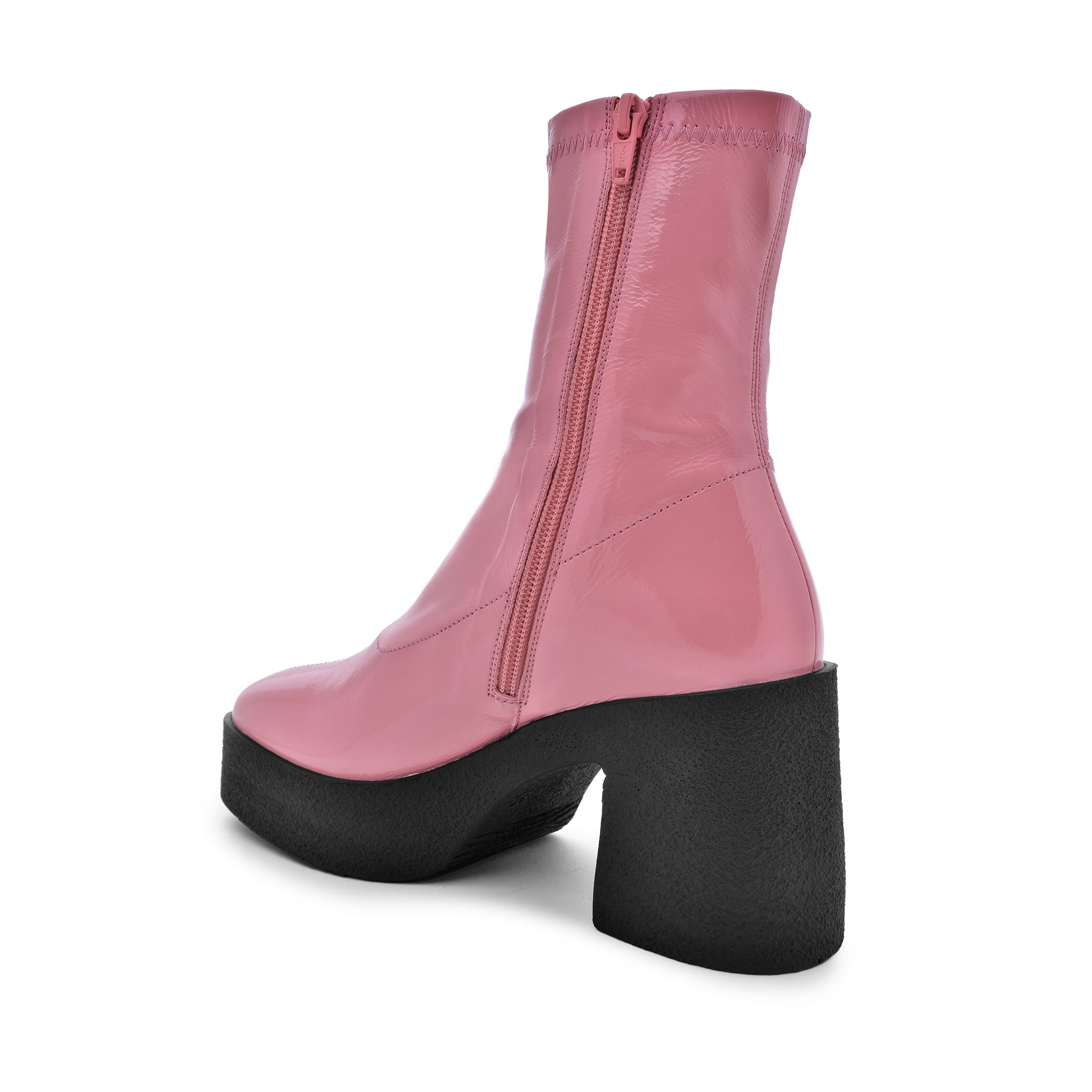 Umi Flamingo Pink Stretch Patent Chunky Ankle Boots 20077-02-16 - 7