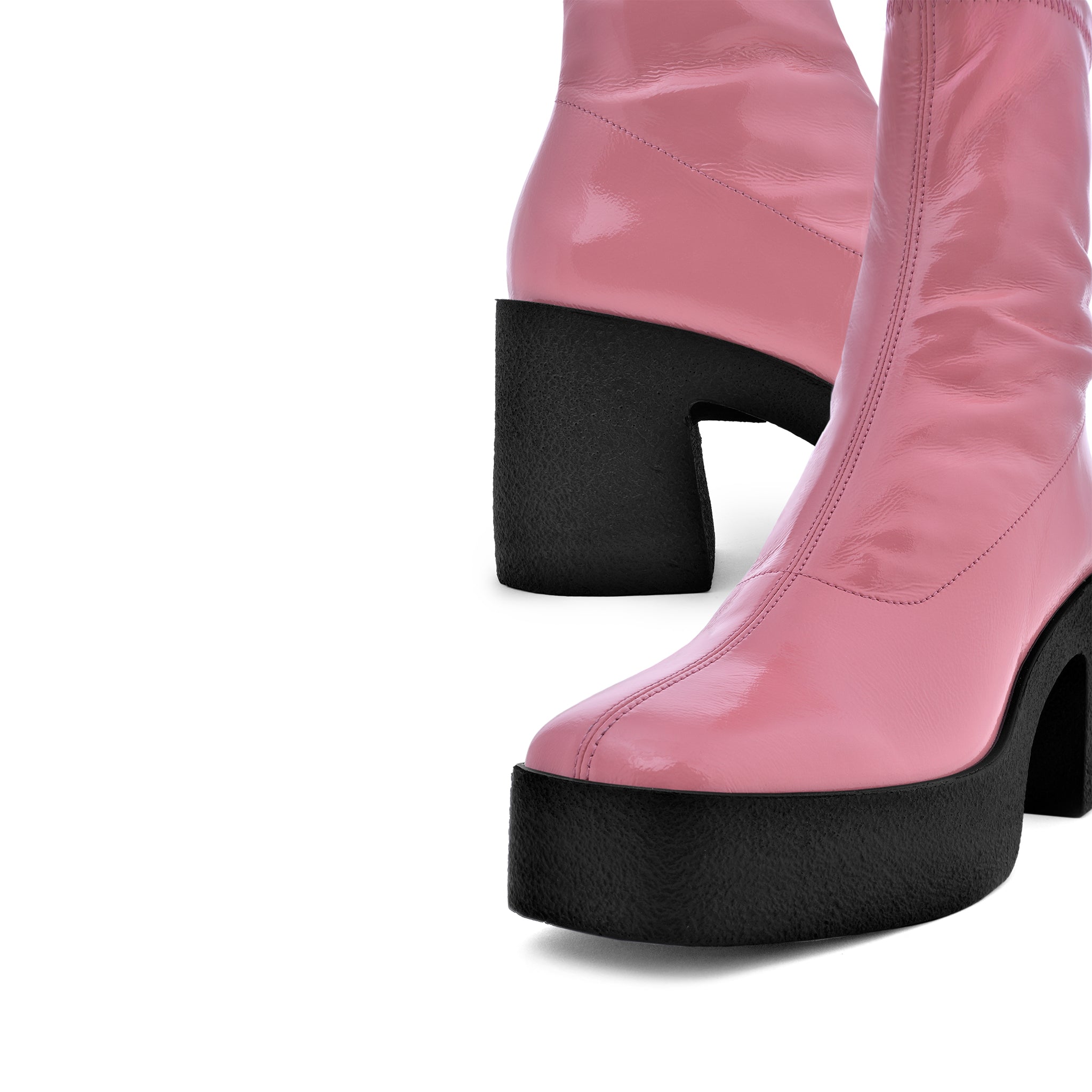 Umi Flamingo Pink Stretch Patent Chunky Ankle Boots 20077-02-16 - 8