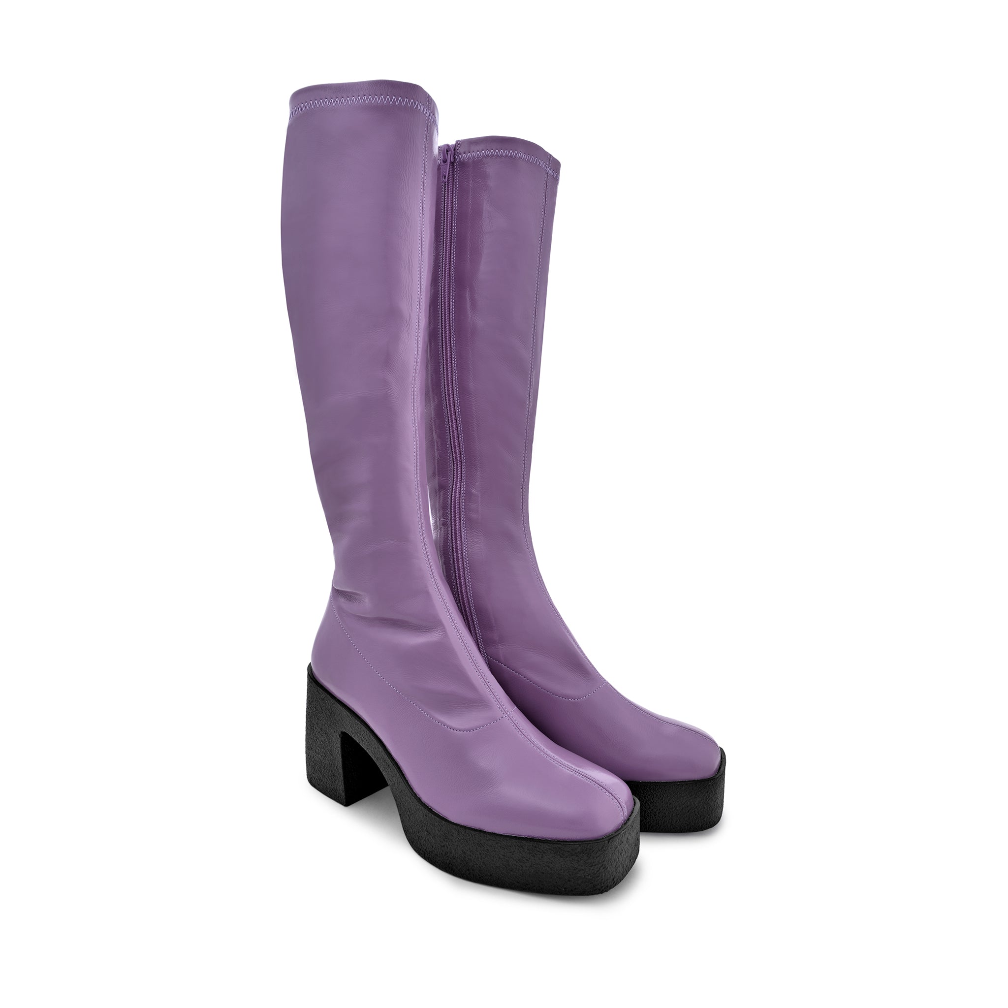 Izumi Violet Patent Stretch Leather Chunky Boots 20077-01-22 - 11