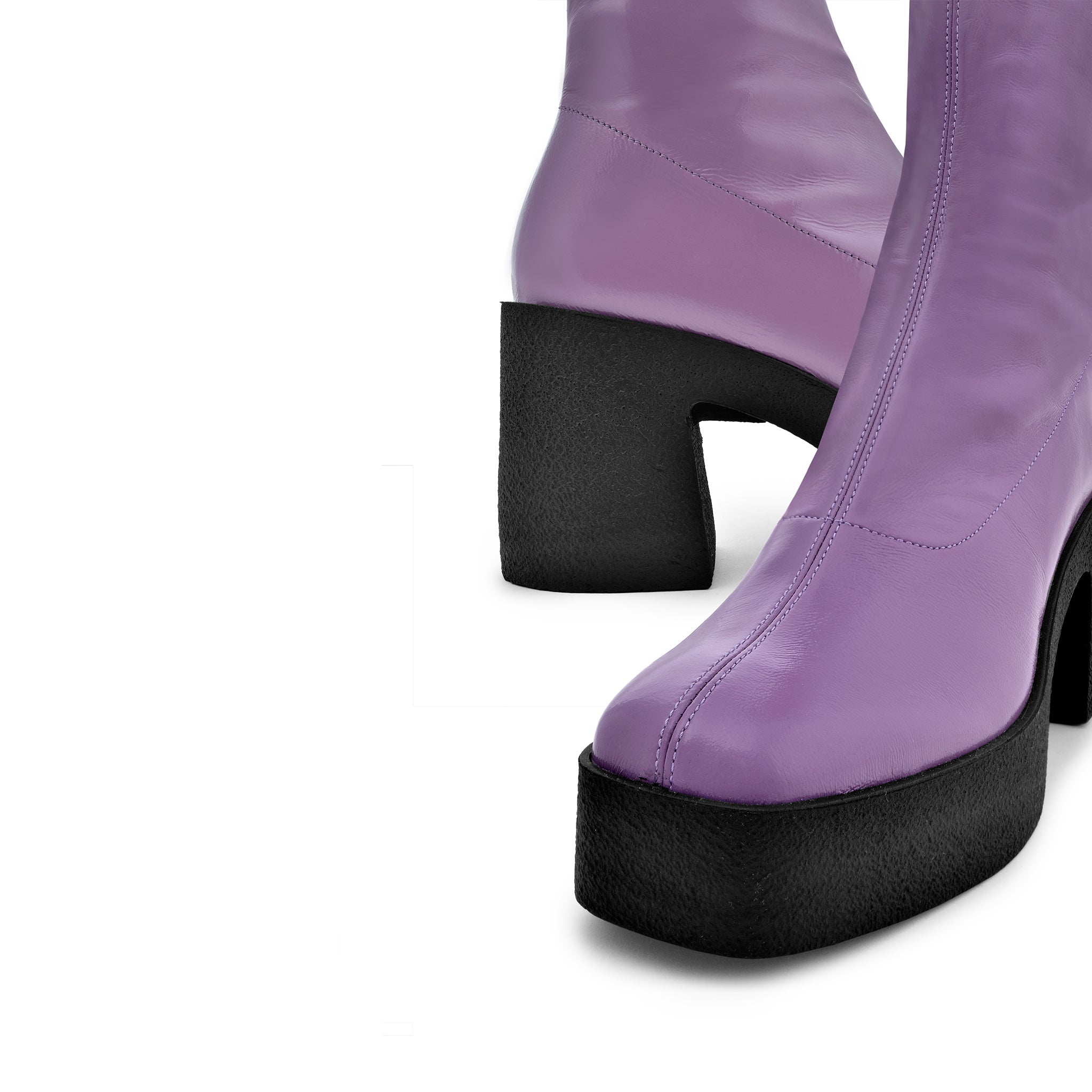 Izumi Violet Patent Stretch Leather Chunky Boots 20077-01-22 - 13