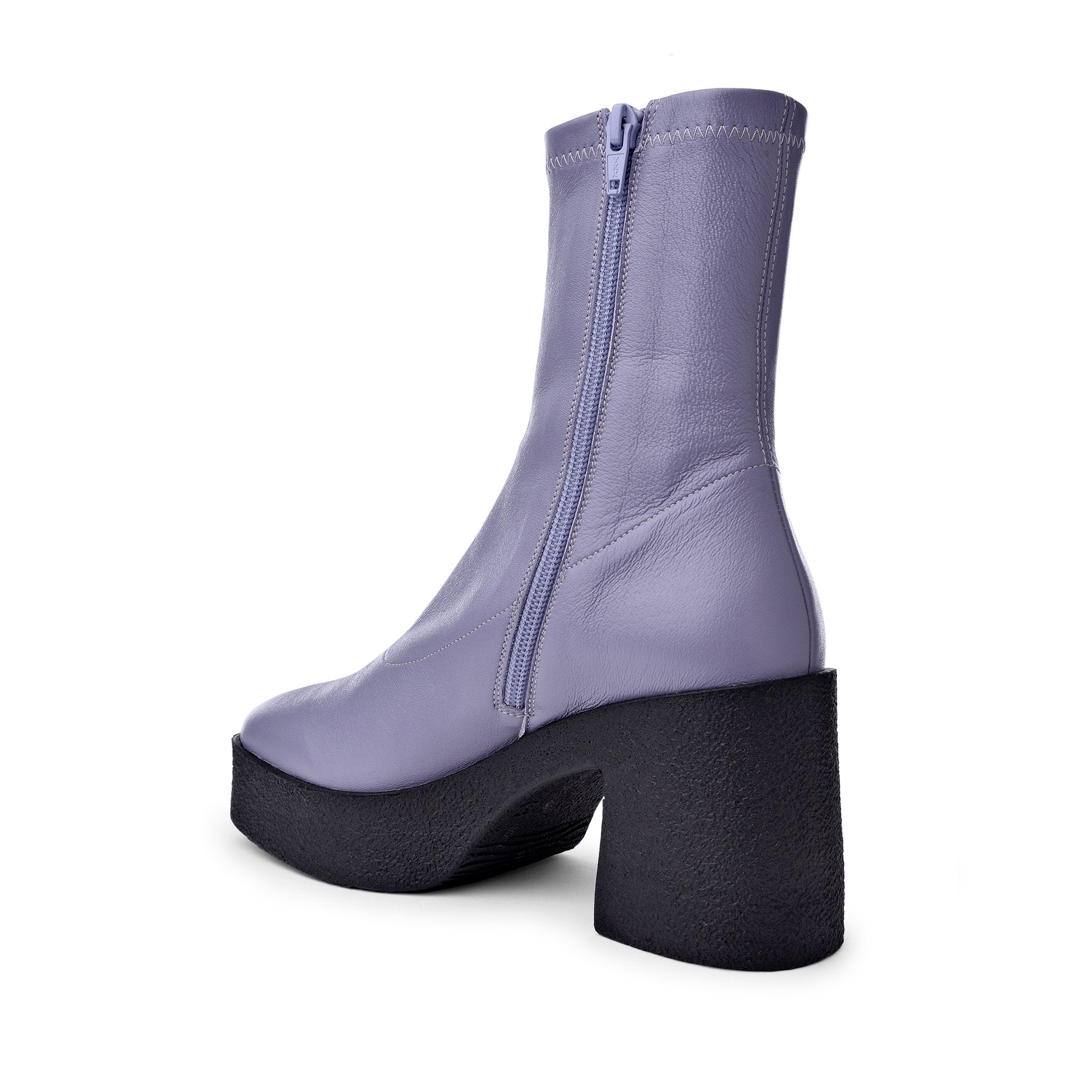 Umi Pastel Lilac Stretch Leather Chunky Ankle Boots 20077-02-11 - 11