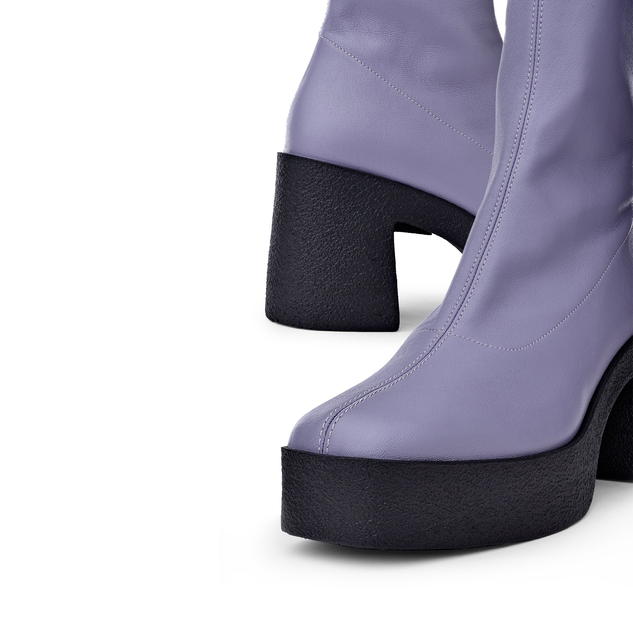 Umi Pastel Lilac Stretch Leather Chunky Ankle Boots 20077-02-11 - 12