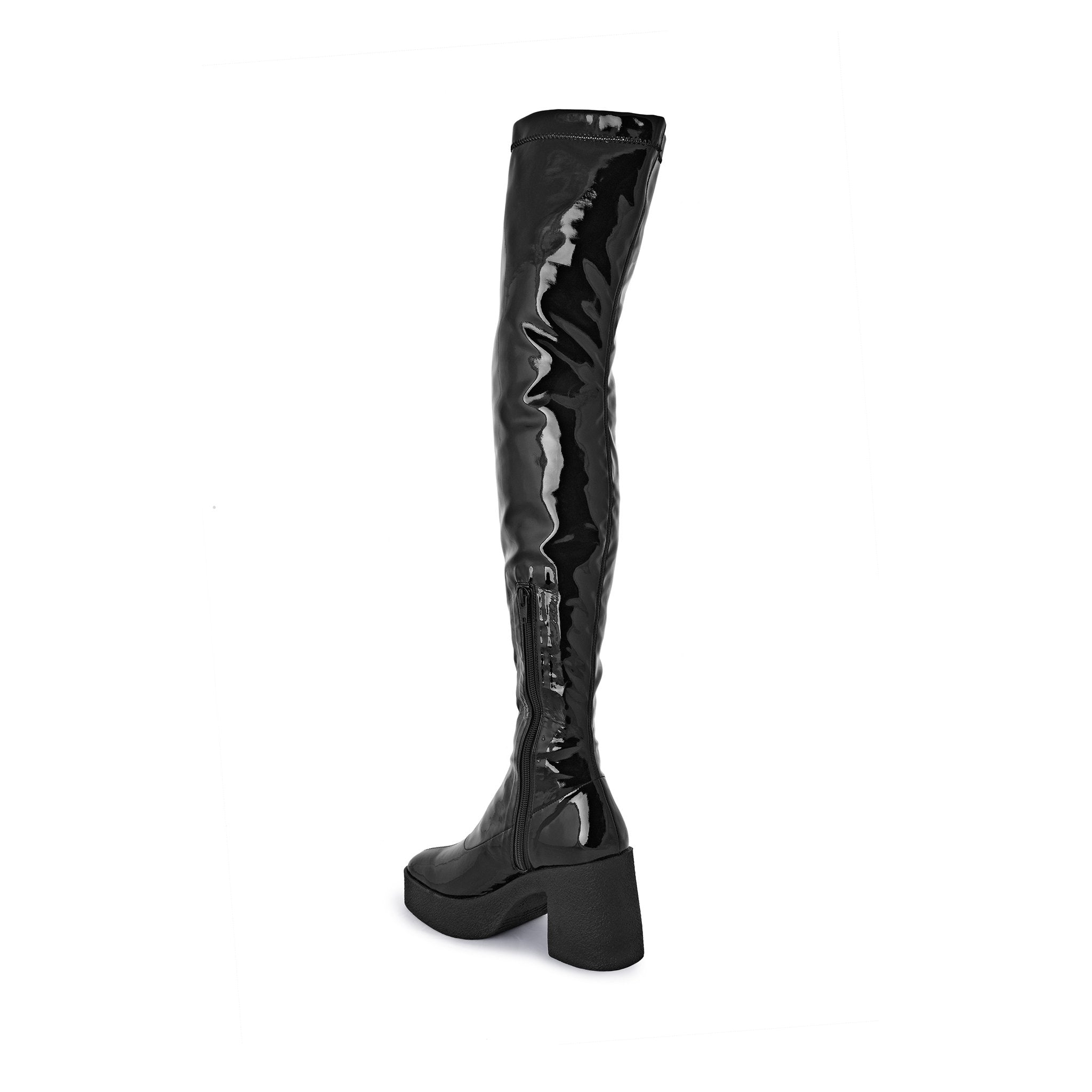 Yoshi Black Thigh-High Stretch Patent Boots 20077-03-02 - 8