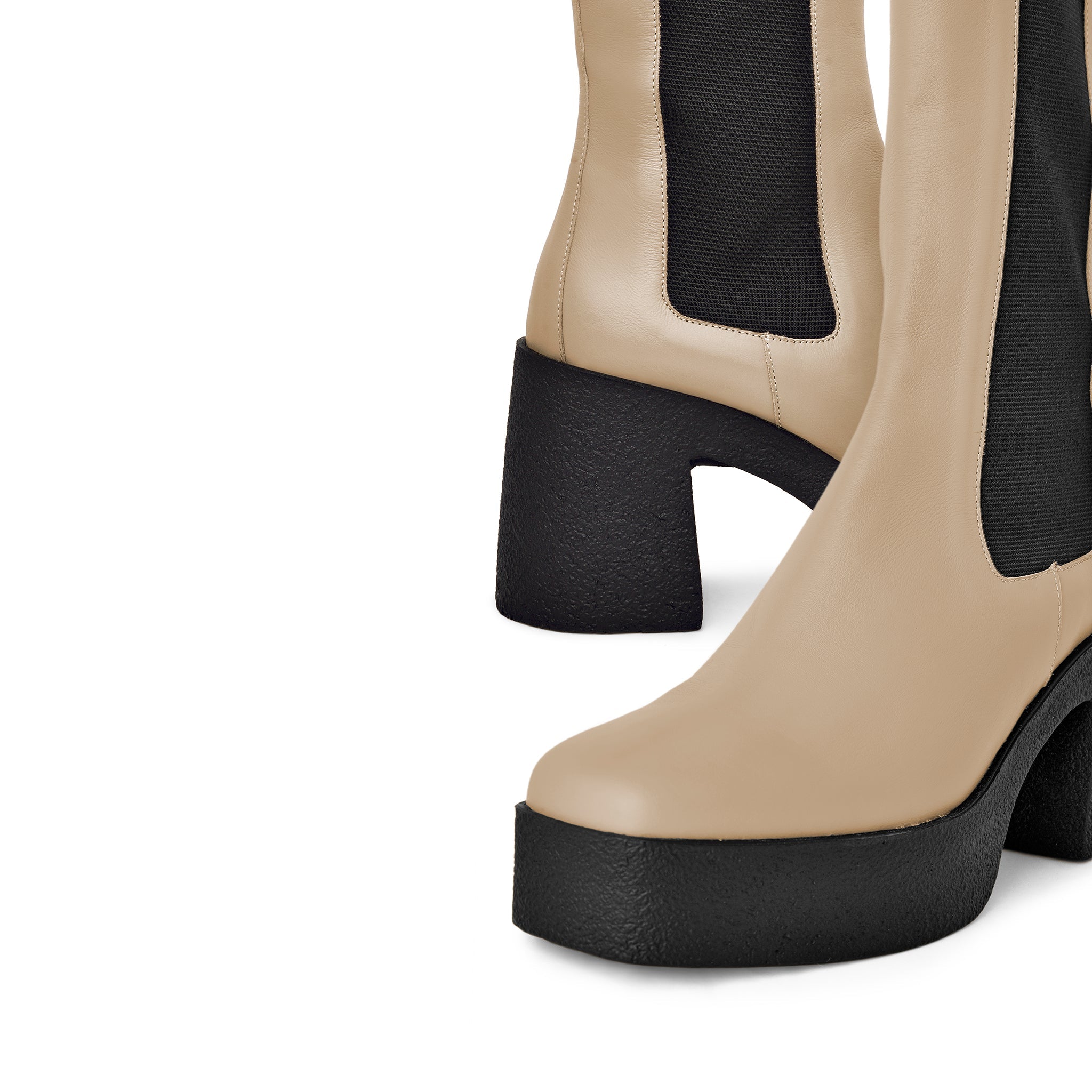 Momoko Taupe Knee-High Leather Chelsea Boots 20077-05-02 -13