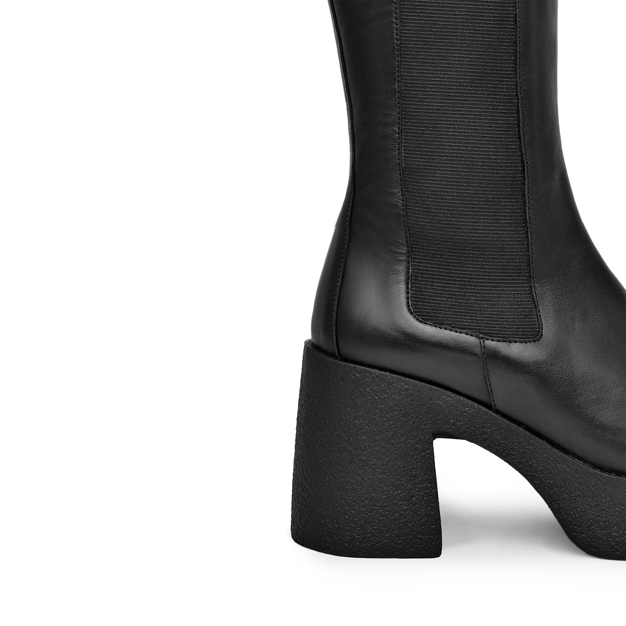 Momoko Black Knee-High Leather Chelsea Boots 20077-05-01 - 14