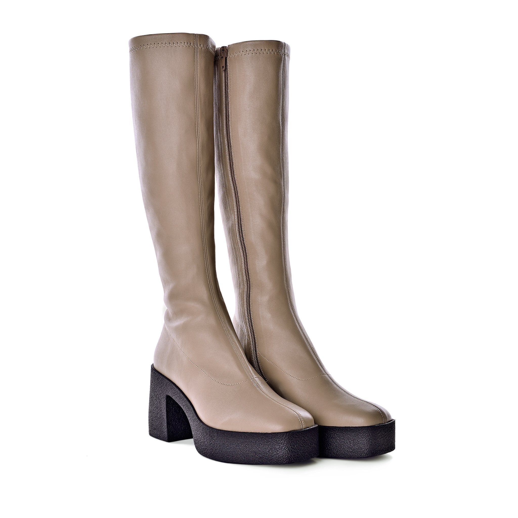 Izumi Sand Stretch Leather Chunky Boots 20077-01-05 - 3