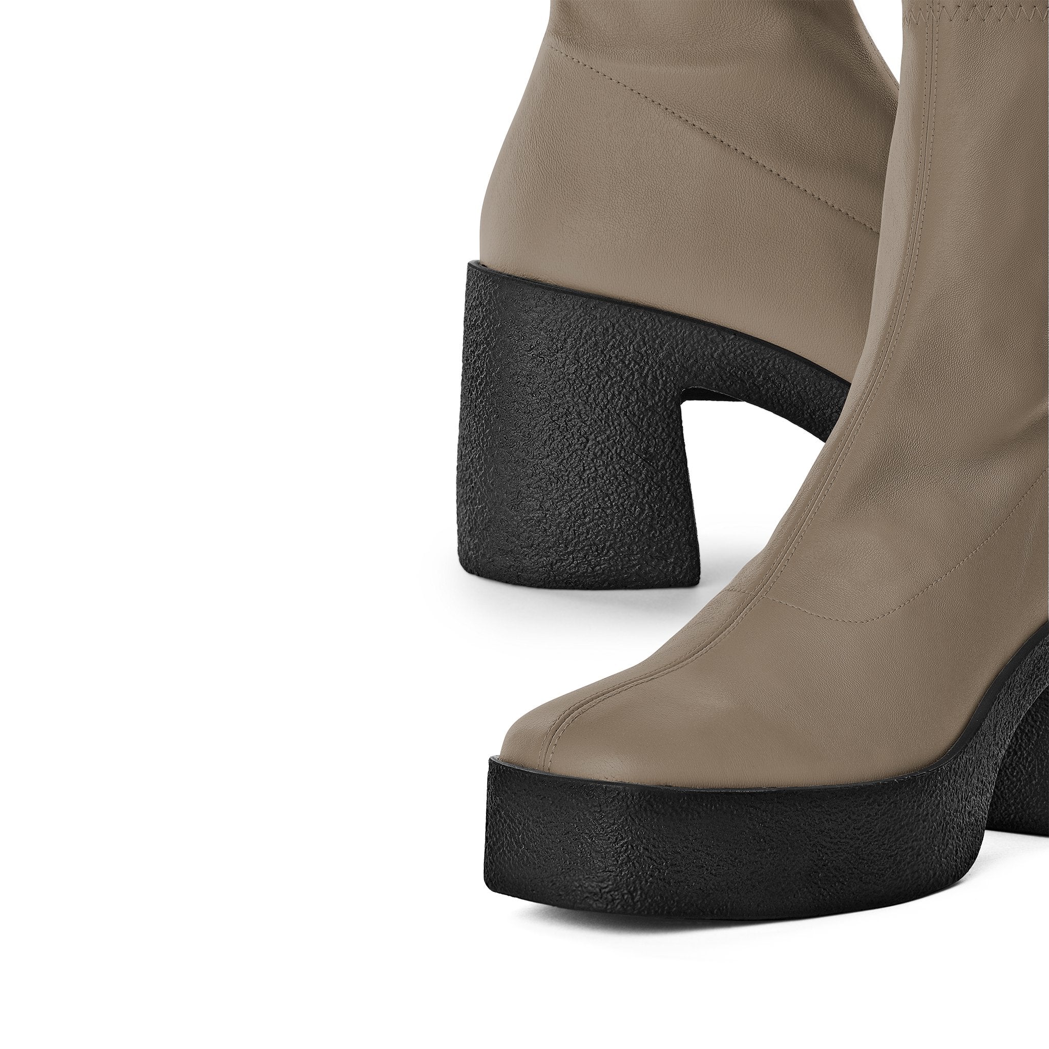 Umi Black Stretch Leather Chunky Ankle Boots 20077-02-5-5