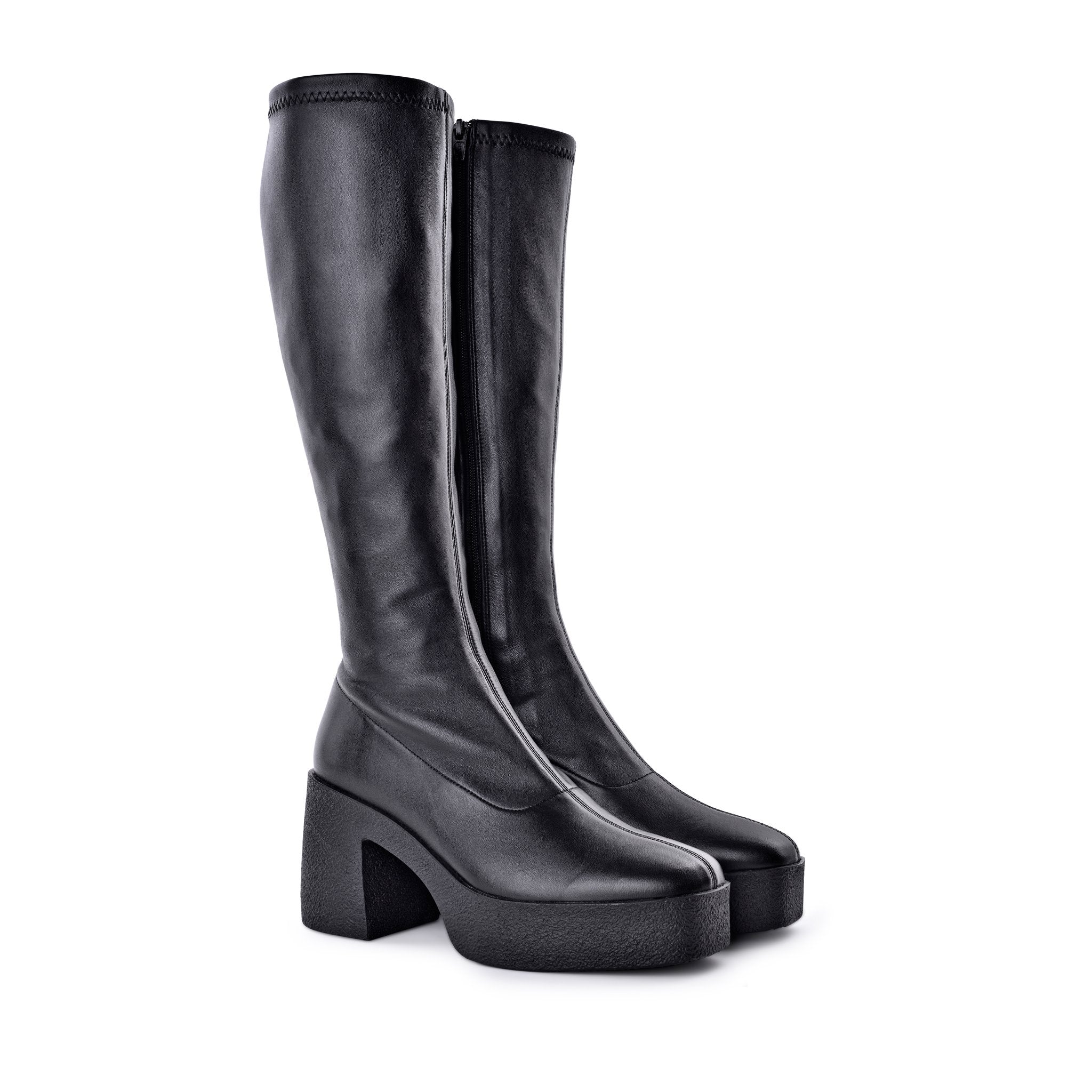 Izumi Black Stretch Leather Chunky Boots 20077-01-2 - 4