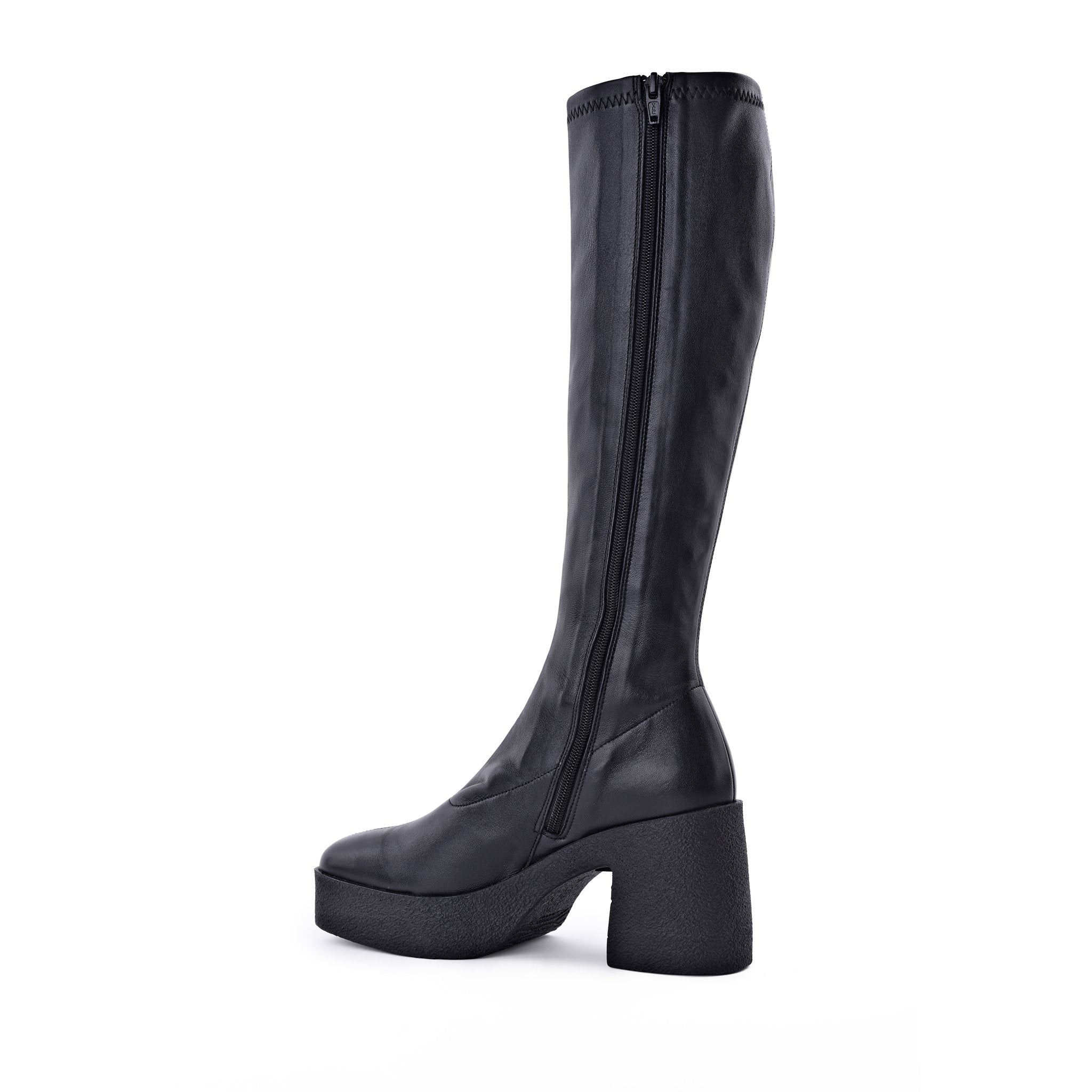Izumi Black Stretch Leather Chunky Boots 20077-01-2 - 7
