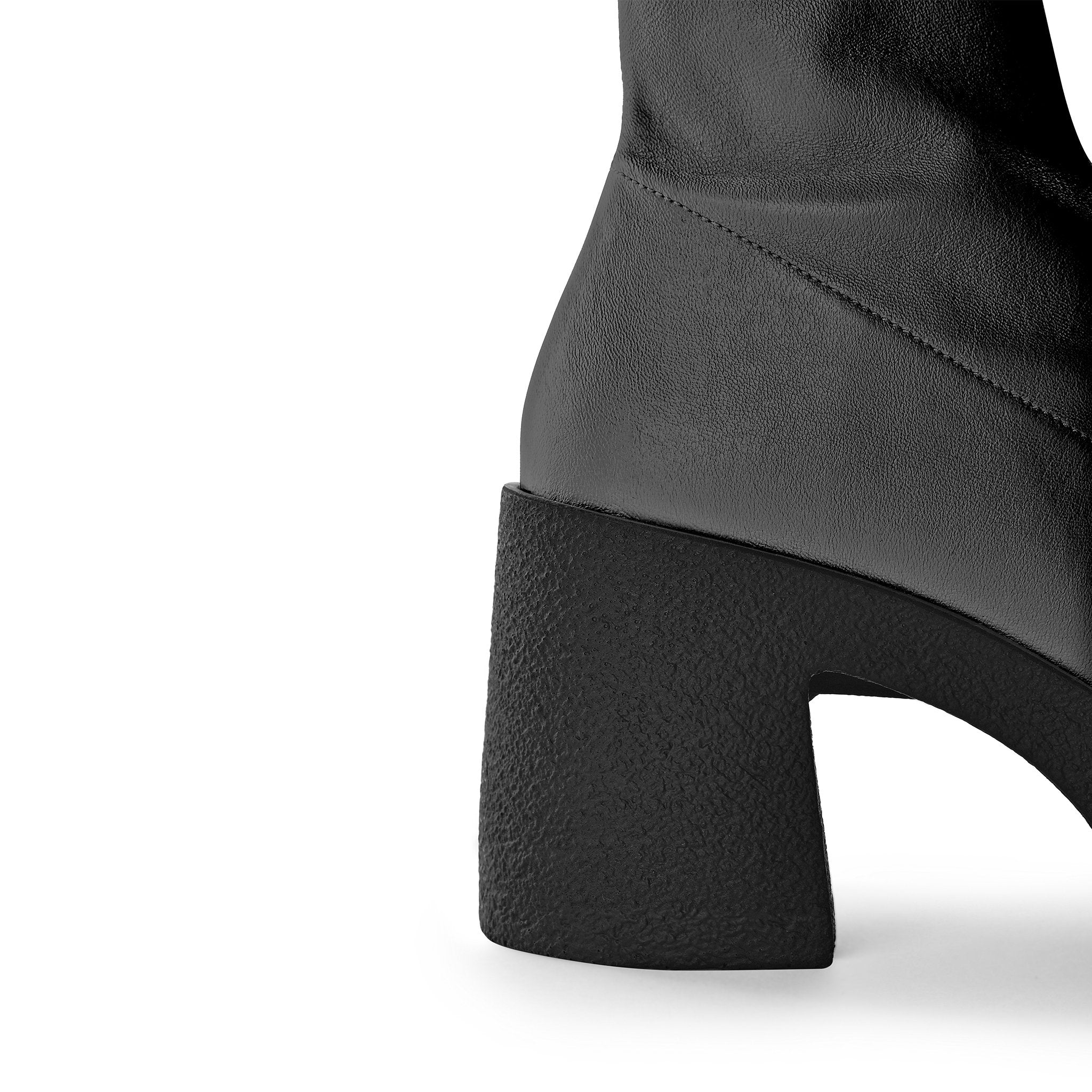 Umi Black Stretch Leather Chunky Ankle Boots 20077-02-2 - 6